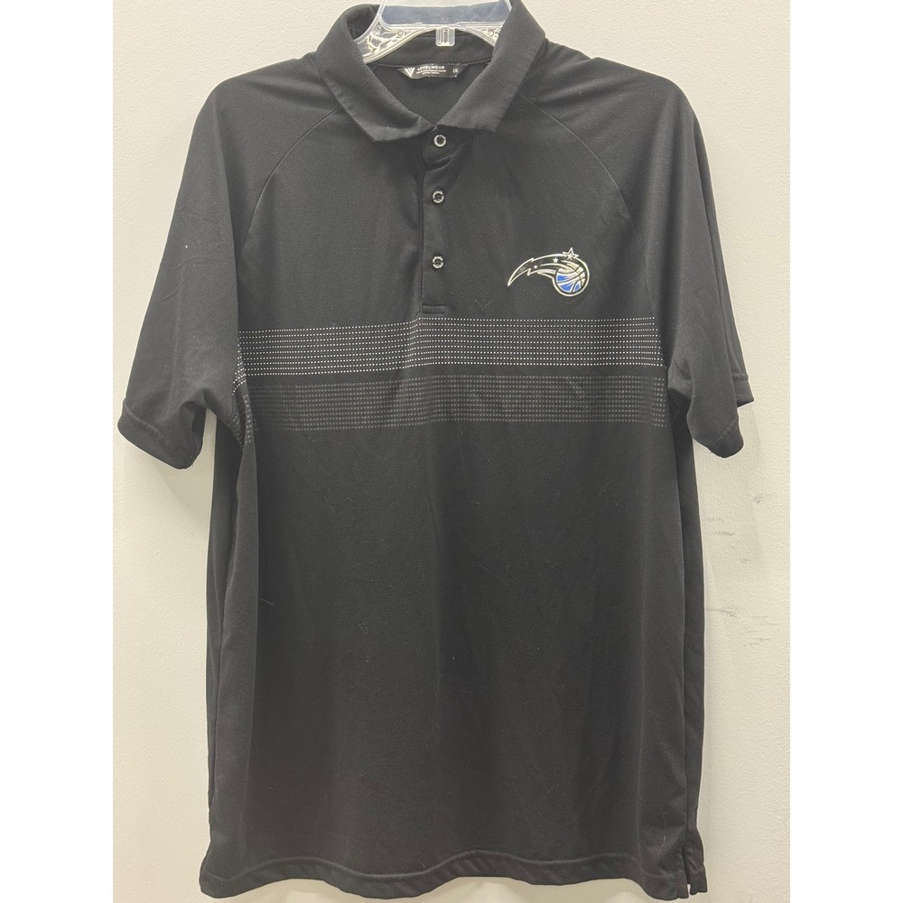 Levelwear Orlando Magic Polo Shirt Mens Large Black  NBA Fan Gear Golf Casual